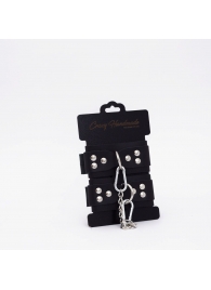 Черные кожаные наручники с регулируемыми ремешками - Crazy Handmade - купить с доставкой в Ноябрьске