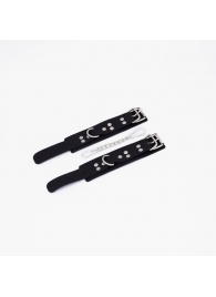 Черные кожаные наручники с регулируемыми ремешками - Crazy Handmade - купить с доставкой в Ноябрьске