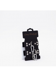 Черные кожаные оковы с регулируемыми ремешками - Crazy Handmade - купить с доставкой в Ноябрьске