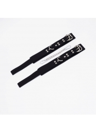 Черные кожаные оковы с регулируемыми ремешками - Crazy Handmade - купить с доставкой в Ноябрьске