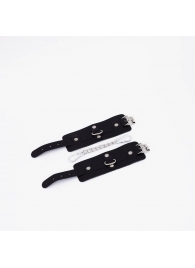 Черные кожаные наручники с хромированной фурнитурой - Crazy Handmade - купить с доставкой в Ноябрьске