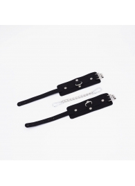 Черные кожаные оковы с хромированной фурнитурой - Crazy Handmade - купить с доставкой в Ноябрьске