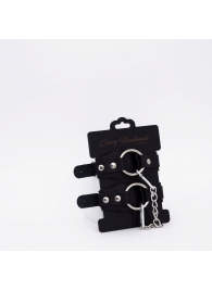 Черные кожаные оковы с кольцом - Crazy Handmade - купить с доставкой в Ноябрьске