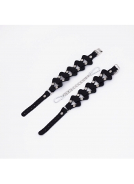 Черные кожаные наручники из звеньев - Crazy Handmade - купить с доставкой в Ноябрьске