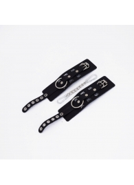 Черные кожаные наручники Sex - Crazy Handmade - купить с доставкой в Ноябрьске