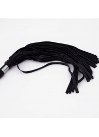 Черный кожаный флоггер со стальной ручкой - 45 см. - Crazy Handmade - купить с доставкой в Ноябрьске