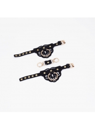 Черные наручники с золотистой фурнитурой - Crazy Handmade - купить с доставкой в Ноябрьске