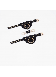 Черные наручники с золотистой фурнитурой - Crazy Handmade - купить с доставкой в Ноябрьске
