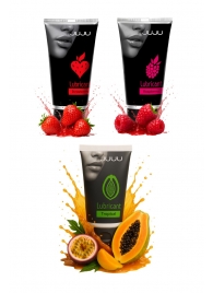 Набор из 3 съедобных лубрикантов JUJU (клубника, малина, тропические фрукты) - JuJu - купить с доставкой в Ноябрьске