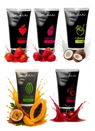 Набор из 5 съедобных лубрикантов JUJU (клубника, малина, тропические фрукты, вишня, кокос) - JuJu - купить с доставкой в Ноябрьске