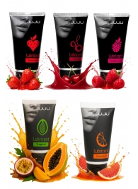 Набор из 5 съедобных лубрикантов JUJU (клубника, малина, тропические фрукты, вишня, грейпфрут) - JuJu - купить с доставкой в Ноябрьске