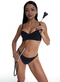 Стек с черным кожаным наконечником в виде сердца и металлической ручкой - 67 см. - Crazy Handmade - купить с доставкой в Ноябрьске