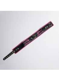 Черно-розовый ошейник с золотистой фурнитурой - Crazy Handmade - купить с доставкой в Ноябрьске