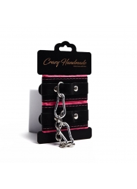 Черно-розовые скругленные наручники с мягкой подкладкой - Crazy Handmade - купить с доставкой в Ноябрьске