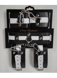 Набор фиксаторов из черной и белой натуральной кожи - Crazy Handmade - купить с доставкой в Ноябрьске