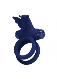 Синее эрекционное кольцо с вибростимуляцией клитора - Baile - в Ноябрьске купить с доставкой
