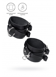 Черные кожаные оковы с двумя перекрёстными ремешками - Pecado - купить с доставкой в Ноябрьске