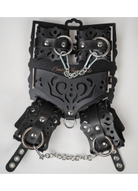 Черный ажурный кожаный набор фиксаций - Crazy Handmade - купить с доставкой в Ноябрьске