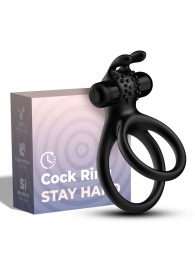 Черное эрекционное виброкольцо с подхватом мошонки Stay Hard - Boys of Toys - в Ноябрьске купить с доставкой