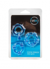 Набор из 3 синих эрекционных колец с различным рельефом - Erowoman-Eroman - в Ноябрьске купить с доставкой