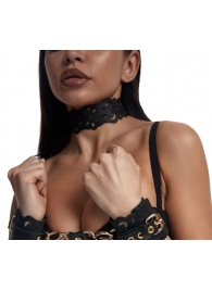 Черный ажурный чокер с золотистой фурнитурой - Crazy Handmade - купить с доставкой в Ноябрьске