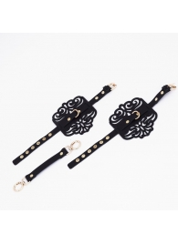 Черный фигурные оковы с золотистой фурнитурой - Crazy Handmade - купить с доставкой в Ноябрьске