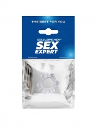 Прозрачное эрекционное кольцо с шариками и шипами - Sex Expert - в Ноябрьске купить с доставкой