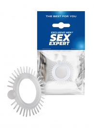 Эластичное эрекционное кольцо с шипиками и шариком - Sex Expert - в Ноябрьске купить с доставкой