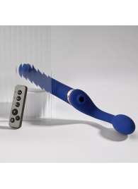 Синий безремневой страпон Multi Orgasm Bendable Strap-On size L с клиторальной стимуляцией - Strap-on-me - купить с доставкой в Ноябрьске