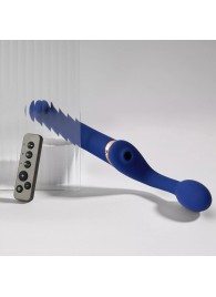 Синий безремневой страпон Multi Orgasm Bendable Strap-On size XL с клиторальной стимуляцией - Strap-on-me - купить с доставкой в Ноябрьске