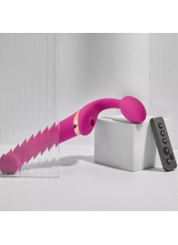 Ярко-розовый безремневой страпон Multi Orgasm Bendable Strap-On size L с клиторальной стимуляцией - Strap-on-me - купить с доставкой в Ноябрьске