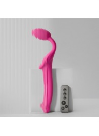 Ярко-розовый безремневой страпон Strap-on-me Vibrating Bendable Strap-On size L - Strap-on-me - купить с доставкой в Ноябрьске