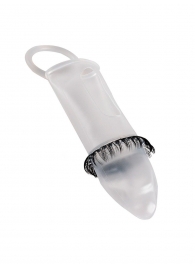 Закрытая насадка на пенис с подхватом мошонки и стимулирующими «ресничками» - Sextaz - в Ноябрьске купить с доставкой