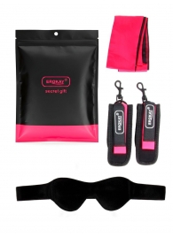 Черно-розовый эротический набор: маска, наручники и повязка - Erokay - купить с доставкой в Ноябрьске