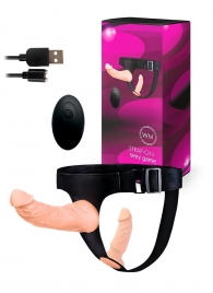 Женский страпон с 2 насадками, вибрацией и пультом ДУ - Erowoman-Eroman - купить с доставкой в Ноябрьске