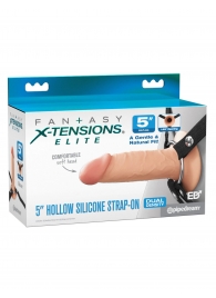 Телесный пустотелый фаллопротез 5’’ Hollow Silicone Strap-On - 14 см. - Pipedream - купить с доставкой в Ноябрьске