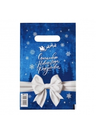Сине-белый подарочный новогодний пакет с вырубной ручкой (20х30 см) - Сима-Ленд - купить с доставкой в Ноябрьске