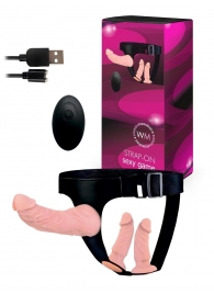 Женский страпон с 3 насадками и вибрацией - Erowoman-Eroman - купить с доставкой в Ноябрьске