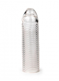 Прозрачная закрытая насадка на пенис с ребрышками - 16 см. - Sex Expert - в Ноябрьске купить с доставкой