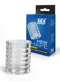 Прозрачная сквозная насадка на пенис с ребрышками - Sex Expert - в Ноябрьске купить с доставкой