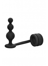 Черное эрекционное кольцо с анальной елочкой Cockring With Beaded Anal Plug - Dream Toys - в Ноябрьске купить с доставкой