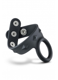 Черное эрекционное кольцо с подхватом мошонки на кнопках VS6 - Blush Novelties - в Ноябрьске купить с доставкой