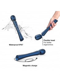 Синий вибромассажёр с насадками Man.wand Edgy - Manwan - в Ноябрьске купить с доставкой