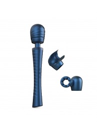 Синий вибромассажёр с насадками Man.wand Edgy - Manwan - в Ноябрьске купить с доставкой