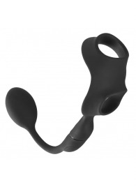 Черное виброкольцо с анальной пробкой Cock Ring with RC Butt Plug - Orion - в Ноябрьске купить с доставкой