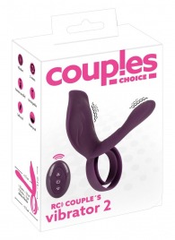 Фиолетовая насадка на член с клиторальным отростком и пультом ДУ RC Couple’s Vibrator 2 - Orion - в Ноябрьске купить с доставкой