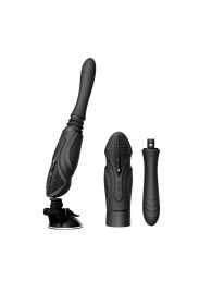 Черная секс-машина с функцией нагрева, насадками и присоской Sesh - Zalo - купить с доставкой в Ноябрьске