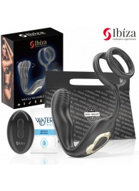 Черная анальная пробка с вращением и эрекционными кольцами - Ibiza - в Ноябрьске купить с доставкой