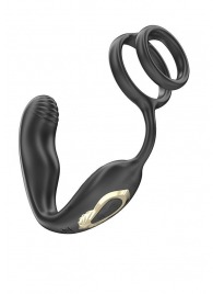 Черная анальная пробка с вращением и эрекционными кольцами - Ibiza - в Ноябрьске купить с доставкой