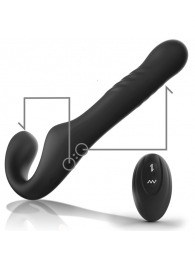 Черный безремневой страпон с вибрацией и возвратно-поступательными движениями - 24 см. - Ibiza - купить с доставкой в Ноябрьске